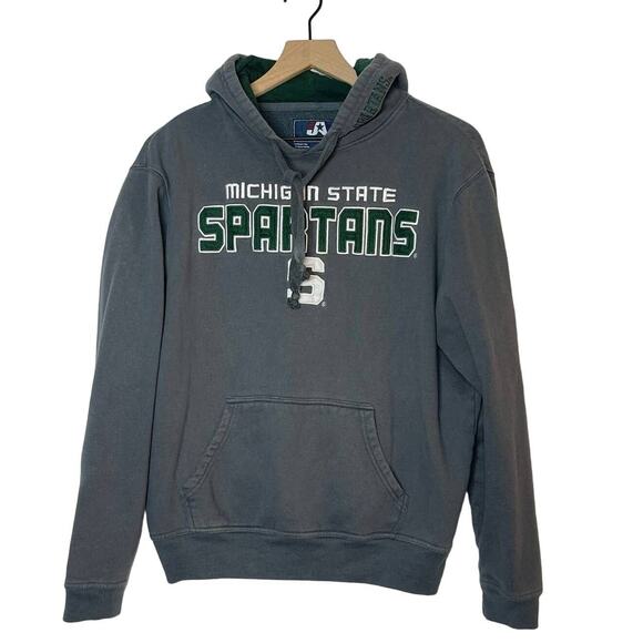 Michigan State Spartans Hoodie Sweatshirt Mens Size Large Gray Pullover Athletic - Picture 1 of 5